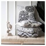 Phantoscope Set of 4 New Living Series Grey Throw Decorative Pillow Cover Cushion Cover Geometric-Pattern 18 x 18 inches 45 x 45 cm