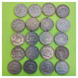 Lot (20) Pre-1964 90% Silver Half Dollars