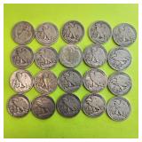 Lot (20) American Walking Liberty Silver Half Dollars - Various Dates/Mint Locations