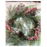 Christmas Frosted Wreath 17 In Dia, Welcome to our Home Wall Plaque, and Two Pack Scented Sachet