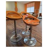 (3) Orange and Chrome Chairs/ Bar Stools