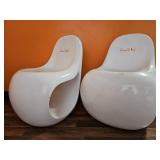 (2) White Modern Futuristic Chairs