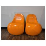 (2) Orange Modern Futuristic Chairs