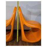 (2) Orange Modern Futuristic Chairs