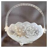 Vintage Glass Candy Bowl with Handle