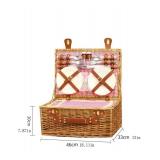 Picnic Basket Outdoor Wicker Insulated Picnic Basket Square with Cutlery Picnic Hamper with Lid Pastoral Picnic Hand Carry Storage Basket Picnic Bag (Color Pink, Size 46 * 33 * 20cm)