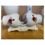 Vintage Rose Themed Pieces, Vases, 3 Piece Set, Spoon Holder and Cordial