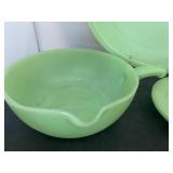 Vintage Fire-King Jadeite (6 pieces), Platter, Mixing/Batter Bowl and Saucers (4)