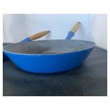 Le Creuset Blue Enamel, Cast Iron - Wood Handled Pans, Made in France