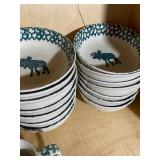 Vintage Tienshan Stoneware, Folk Craft Moose Country Dinnerware, 20+ Pieces, See Pics