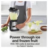 Hamilton Beach Power Elite Wave Action Blender For Shakes and Smoothies, 40 Oz Glass Jar, 12 Functions Including Puree, Crush Ice, Stainless Steel Ice Sabre Blades, 700 Watts, Black (58148A)