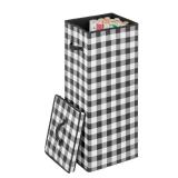 MDesign Tall Gift-Wrap Paper Storage Box with Handles, Holder for Christmas and Holiday Organizer Container, Removable Lid for Rolls of Wrap, Inside Closet Storage Totes, Buffalo Plaid, Black/White