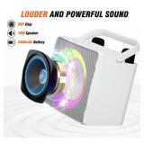 YLL Karaoke Machine with 2 Wireless Microphones, Portable for Adults & Kids, Bluetooth Speaker with Party Lights, Gifts Ideas for Christmas Birthday Parties Wedding Metting Home-White