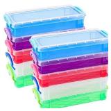 PINGEUI 10 Pack Plastic Large Capacity Pencil Box, Assorted Color Utility Pencil Boxes Crayon Brush Storage Organizer Container, Clear Pencil Case for Office Supplies, Craft Objects