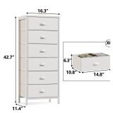 Furnulem White Dresser, Tall Storage Tower Standing Organizer with 6 Drawers for Bedroom, Office, Dorm, Living Room, Nightstand Bedside Furniture (White) - Retail: $83.49