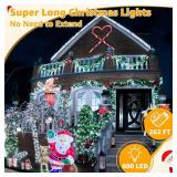 Ollny Christmas Lights Outdoor 800LED 262FT, Cool White Plug in Fairy Lights with Remote, 8 Modes Waterproof Timers Dimmable LED String Lights for Indoor House Outside Bedroom Patio Balcony