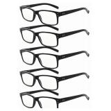 Eyekepper 5 Pack Reading Glasses for Men Spring Hinges Classic Readers Black Frame +3.50