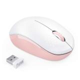 Seenda Wireless Mouse, 2.4G Noiseless Mouse with USB Receiver Portable Computer Mouse for PC, Tablet, Laptop, Notebook - Pink & White