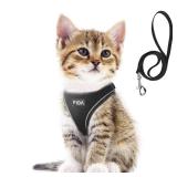 Fida Cat Harness and Leash Set for Walking Kitten and Puppy, Escape Proof Kitten Harness with Breathable Lightweight Soft Mesh, Adjustable Reflective Step-in Design for Kitten and Puppy.(XXXS, Black)