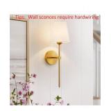 Wall Sconces Sets of 2, Retro Industrial Wall Lamps, Bathroom Vanity Sconces Wall Lighting with White Fabric Shade, Suitable for Bedroom Living Room Corridor Kitchen