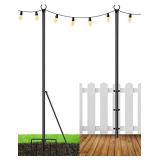 LOPANNY String Light Poles - 2 Pack 9.8FT Ft Light Poles for Outside String Lights,Outdoor Light Poles with Fork,Metal Poles Stand for Patio Deck Backyard