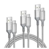 iPhone 16 Charger Cord 1.5/3.3/6.6FT 3-Pack,USB to USB-C Car Charging Cable for New Apple 16 Pro Max Plus 15,Airpods 4 4th Gen,ipad Mini 7,Samsung Galaxy S24 S23 Ultra Note 20,Tab A7,A54 A53 Type-C