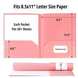 HABGP 6 Pack Colored File Folders with Pockets and Business Card Holder, Pastel Decorative Pocket Folders for Documents, Cute Plastic Folders for Filing Cabinet, School, Office, Resume Portfolio