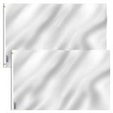 Anley Pack of 2 Fly Breeze 3x5 Foot Solid White Flag - Vivid Color and Fade proof - Canvas Header and Double Stitched - Plain White Flags Polyester with Brass Grommets 3 X 5 Ft