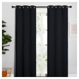 NICETOWN Halloween Blackout Draperies Window Curtain Panels, Autumn/Winter Thermal Insulated Solid Grommet Blackout Curtains/Drapes for Cafe (Set of 2, 34 inches by 84 inches, Black)