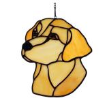 BOXCASA Dog Memorial Gifts for Loss of Dog,Yellow Dog Stained Glass Sun Catcher Indoor Window,Pet Memorial Gifts for Dogs Lovers,Labrador Dog Portrait Dog Loss Sympathy Gift for Women