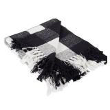 DII Buffalo Check Collection Rustic Farmhouse Throw Blanket with Tassles, 50x60, Black/White