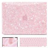 G JGOO Compatible with MacBook Air 13 Inch Case 2021 2020 2019 2018 Release M1 A2337 A2179 A1932 Touch ID, Glitter Pearl Hard Shell Case + 2 Keyboard Cover + Screen Protector, Pink Glitter Shell