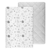 TILLYOU Pack and Play Sheets Pad 2 Pack - Waterproof Play Yard Playpen Sheets Pad, Soft Quilted Sheets with 1