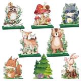 Wesiti 16 Pieces Woodland Animal Table Decorations Woodland Creatures Table Centerpieces Forest Animals Wooden Cutout Table Topper for Forest Friends Baby Shower Boys Girls Birthday Party Supplies