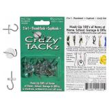 CraZy TACKz - Thumb Tack with Hook - Push Pin w Hook - Hang Hundreds of Items & Decor at Home School Office Dorm for Holiday Party (12pc RNC)