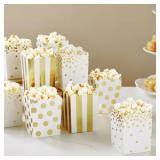 Juvale 60 Pack Mini Popcorn Boxes for Party, Gold Popcorn Containers for Movie Night Decorations (3 x 4 In)