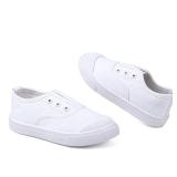 Kids White Shoes Toddlers Canvas Sneakers Slip-on Light Weight Comfortable Causal Running Walking Shoes Skin-Friendly for Boys Girls 23