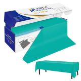 YSYJ Plastic Table Cover Roll Teal Disposable Table Cloth 54 in x 100 Ft, Plastic Table Cloths with Slide Cutter, Plastic Table Cover for Parties