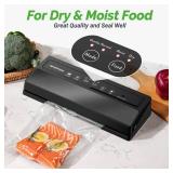 GERYON Vacuum Sealer Machine, Food Vacuum Sealer with Powerful Suction | Slim Design | Easy to Use | Led Indicator Lights for Sous Vide, Meal Prep, w/Starter Kits for Vacuum Seal Container