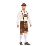 Spooktacular Creations Halloween Mens Oktoberfest Costume Set, Lederhosen Men with German Bavarian Hat, Beer Costume, Adults Halloween Costumes Brown Outfit for Beer Festival Party (X-Large)