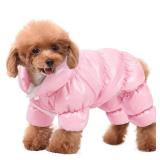 AOFITEE Dog Coat, Waterproof Dog Jacket for Winter, Fullbody Dog Coats Snowsuit, Windproof Puppy Down Jacket Puffer Coat, Fleece Winter Vest for Dogs, Cold Weather Dog Coats for Small Dogs, Pink, S