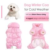 AOFITEE Dog Coat, Waterproof Dog Jacket for Winter, Fullbody Dog Coats Snowsuit, Windproof Puppy Down Jacket Puffer Coat, Fleece Winter Vest for Dogs, Cold Weather Dog Coats for Small Dogs, Pink, S