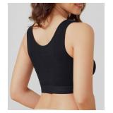 BRABIC Front Closure Post Surgical Compression Everyday Bra for Women Mastectomy with Removable Breast Support Band Black XL