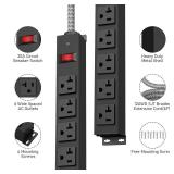 HEZI 20 Amp Power Strip with 5-20P/T- Plug, Heavy Duty High Amp Metal Surge Protector, Mountable Industrial Power Strip with 6AC Outlets(5-20R) and Circuit Breaker, 6FT 12AWG Extension Cord