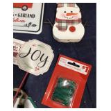 Red Truck Theme: Red Truck Metal Wall Decor, Red Truck Stick, Red Truck Ornament, Red Glitter Tree Topper, Accent Sticks, Wooden Snowman Ornament, Ornament Hangers, Assorted Tree Ornaments, Fun Felt S