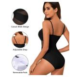 HEYTALALA One Piece Swimsuit Tummy Control One Shoulder Bathing Suits for Women Black Full Coverage Cutout Mesh Sexy Swimwear XS