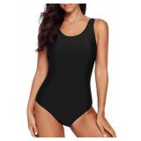 Aleumdr Womens Bathing Suits Athletic Training Swimsuits Swimwear One Piece Swimsuits Racerback Athletic Bathing Suits Sports Training Swimwear Black X-Large