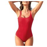 Womens Swimsuits One Piece Tummy Control Bathing Suit for Women Sexy Slimming Swimsuit Red M