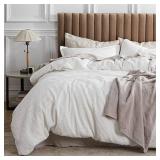 Bedsure Cotton Duvet Cover Queen - 100% Cotton Waffle Weave Coconut White Duvet Cover Queen Size, Soft and Breathable Queen Duvet Cover Set for Gifts (Queen, 90"x90") - Retail: $79.85