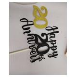 Happy 20th Anniversary Cake Toppers Glitter, Cheers To 20 Years Old Party Decorations 20 Year Anniversary Cake Decor, Twenty Theme Cake Decorations For Wedding Birthday Company Anniversary(Black Gold)